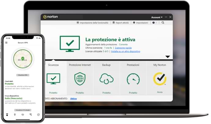 Sicurezza del dispositivo di Norton per smartphone, tablet e laptop